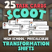 Transformation Shifts SCOOT TASK CARDS Math Game - No Prep PreCalculus Review
