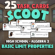 Basic Limit Properties SCOOT TASK CARDS Math Game - No Prep Algebra 2 Review