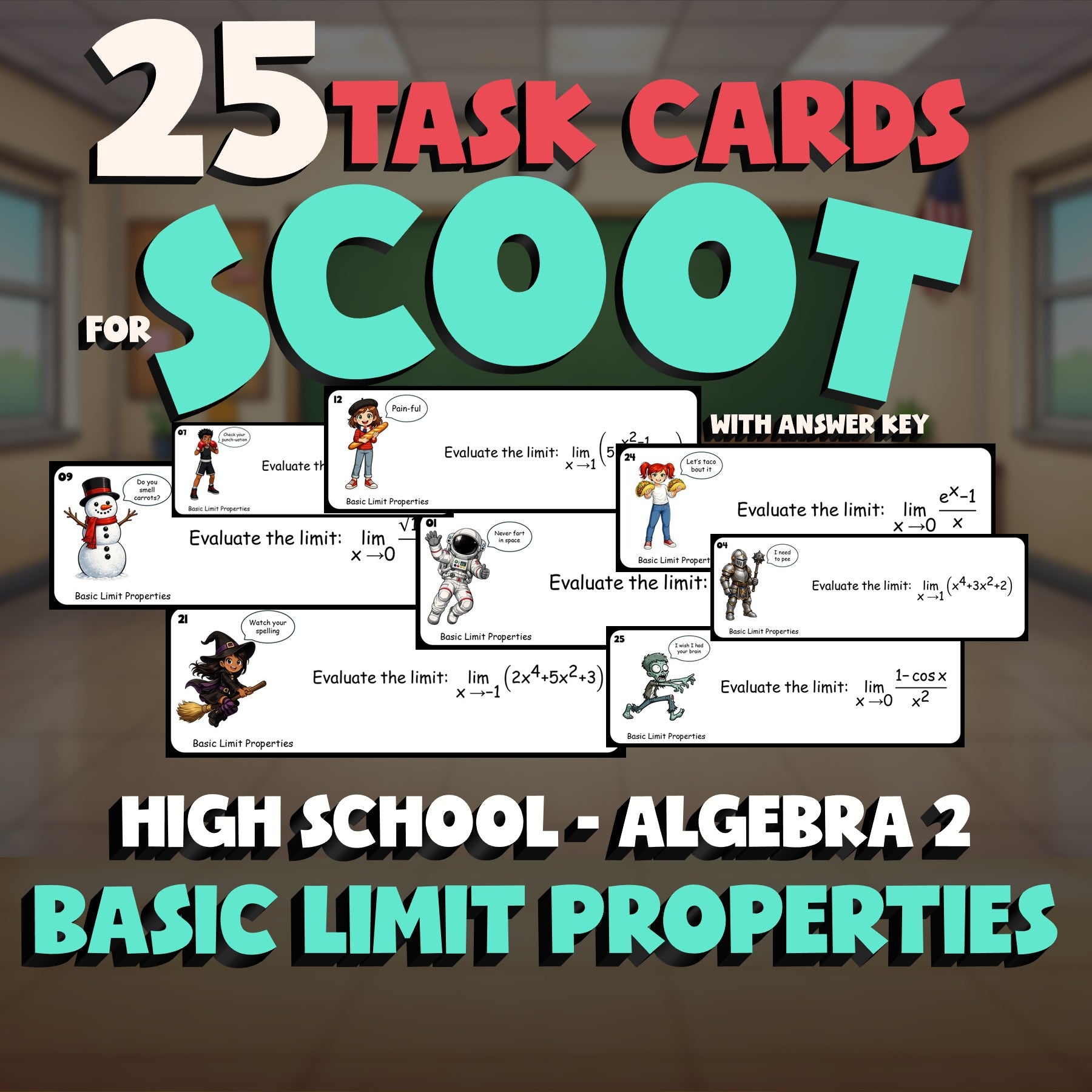 Basic Limit Properties SCOOT TASK CARDS Math Game - No Prep Algebra 2 Review