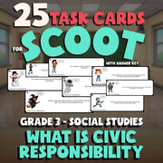 What Is Civic Responsibility SCOOT TASK CARDS Socials Game - No Prep Grade 3