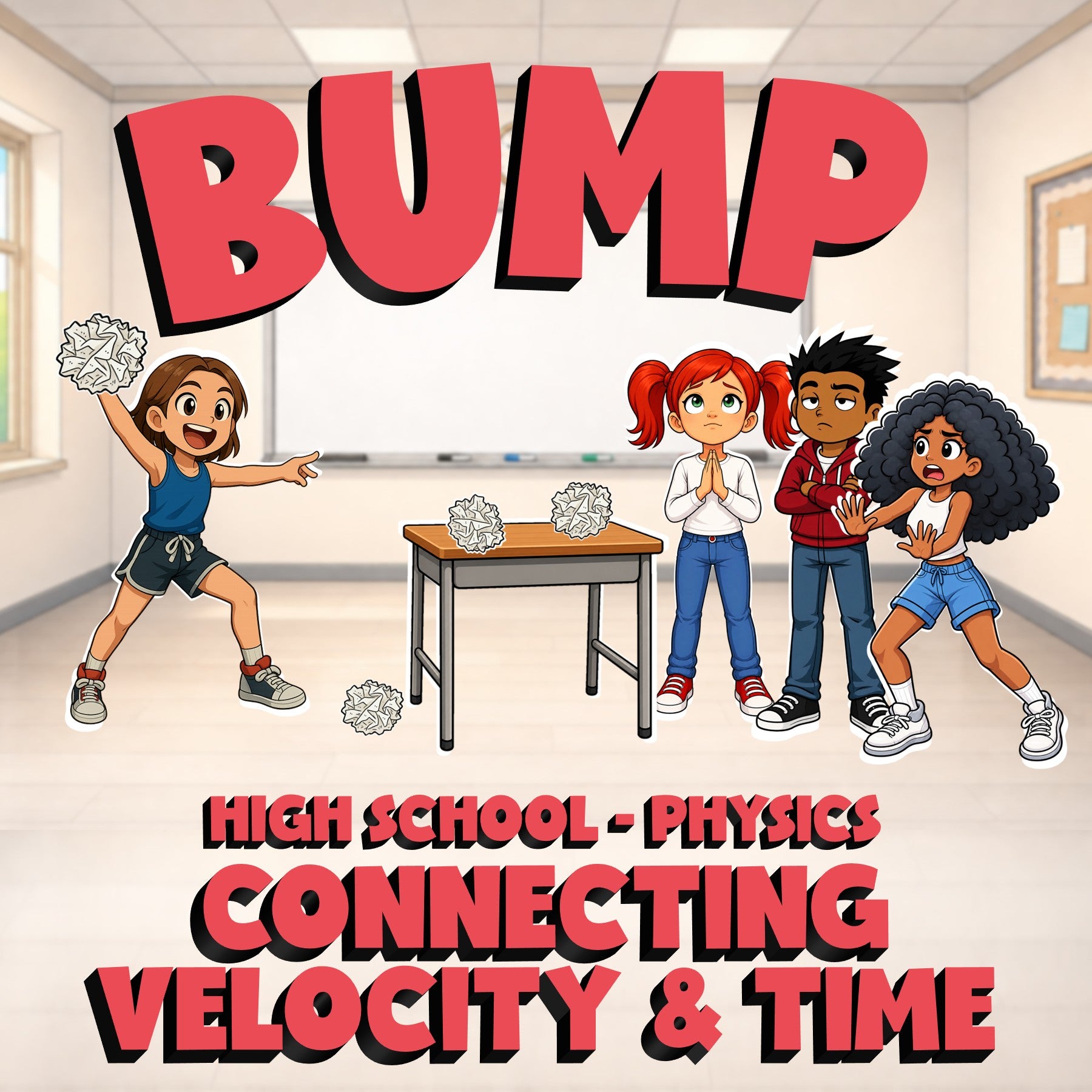 Connecting Velocity & Time BUMP Science Game - No Prep Physics Review Activity