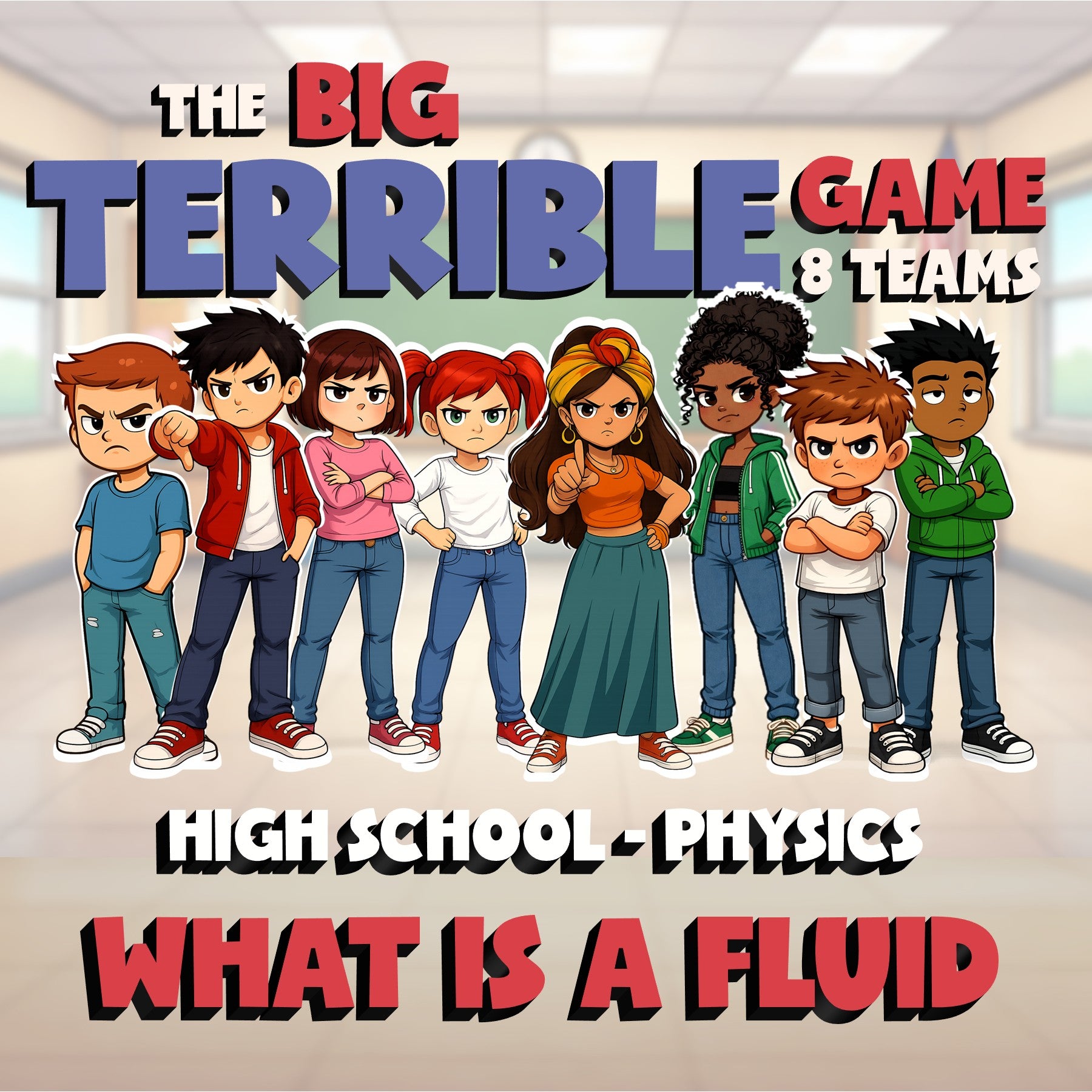 What Is a Fluid BIG TERRIBLE GAME - No Prep Physics Science Review Activity