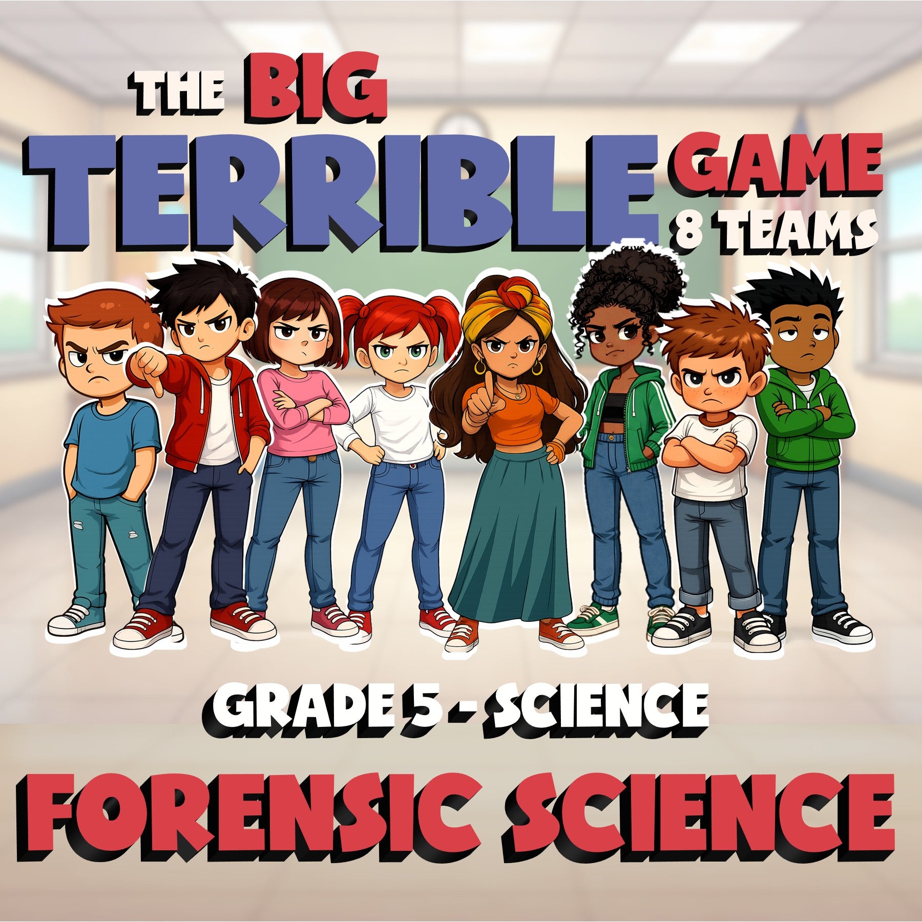 Forensic Science BIG TERRIBLE GAME - No Prep Grade 5 Science Review Activity