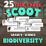Biodiversity SCOOT TASK CARDS Science Game - No Prep Grade 8 Review Activity