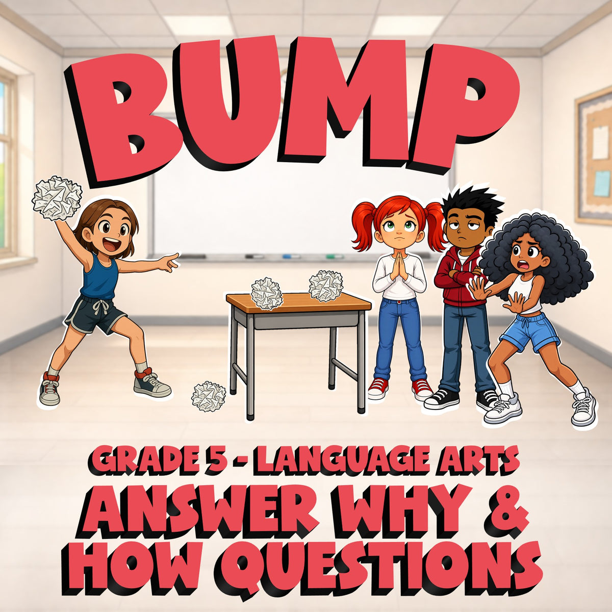 Answer Why & How Questions BUMP ELA Game - No Prep Grade 5 Review Activity