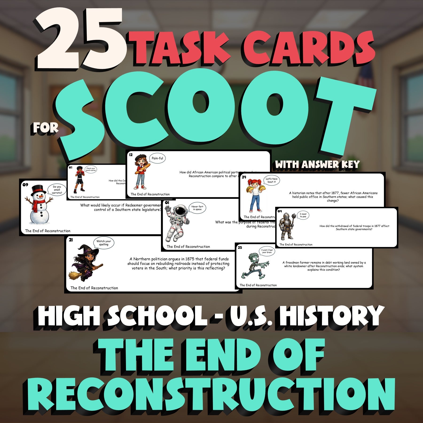 The End of Reconstruction SCOOT TASK CARDS U.S. History Game - No Prep Review