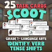 Identify Verb Tense Shifts SCOOT TASK CARDS ELA Game - No Prep Grade 7 Review