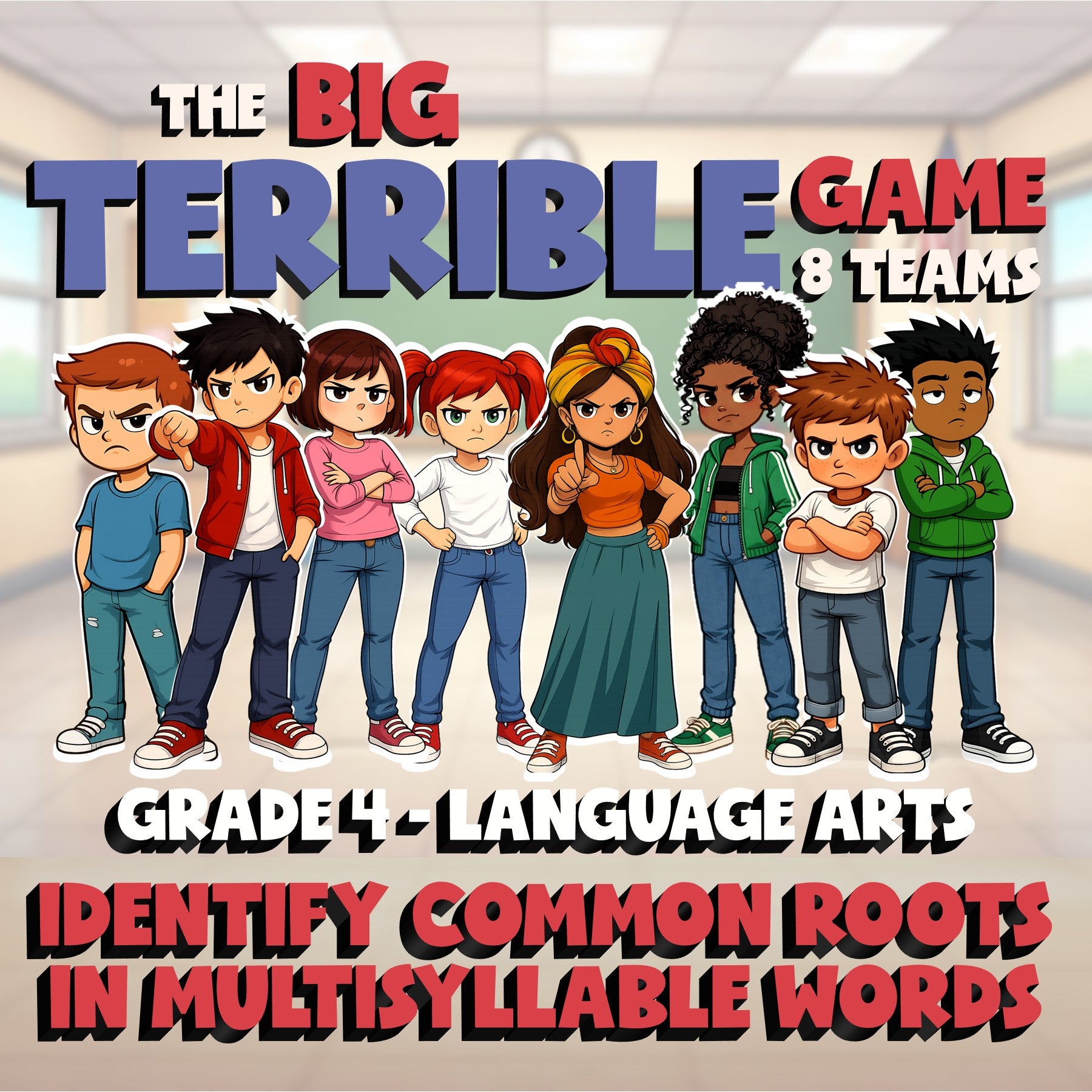 Identify Common Roots in Multisyllable Words BIG TERRIBLE GAME - Grade 4 ELA