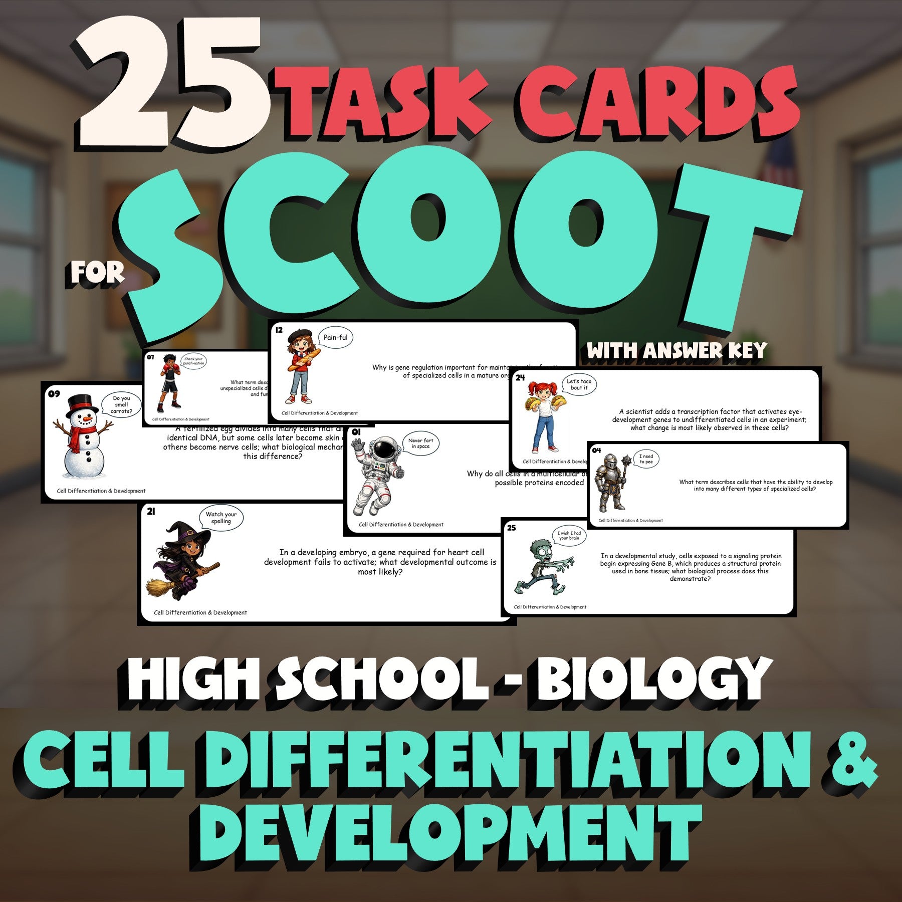 Cell Differentiation & Development SCOOT TASK CARDS Science Game - Biology