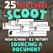 Sourcing a Document SCOOT TASK CARDS U.S. History Game - No Prep Review Activity