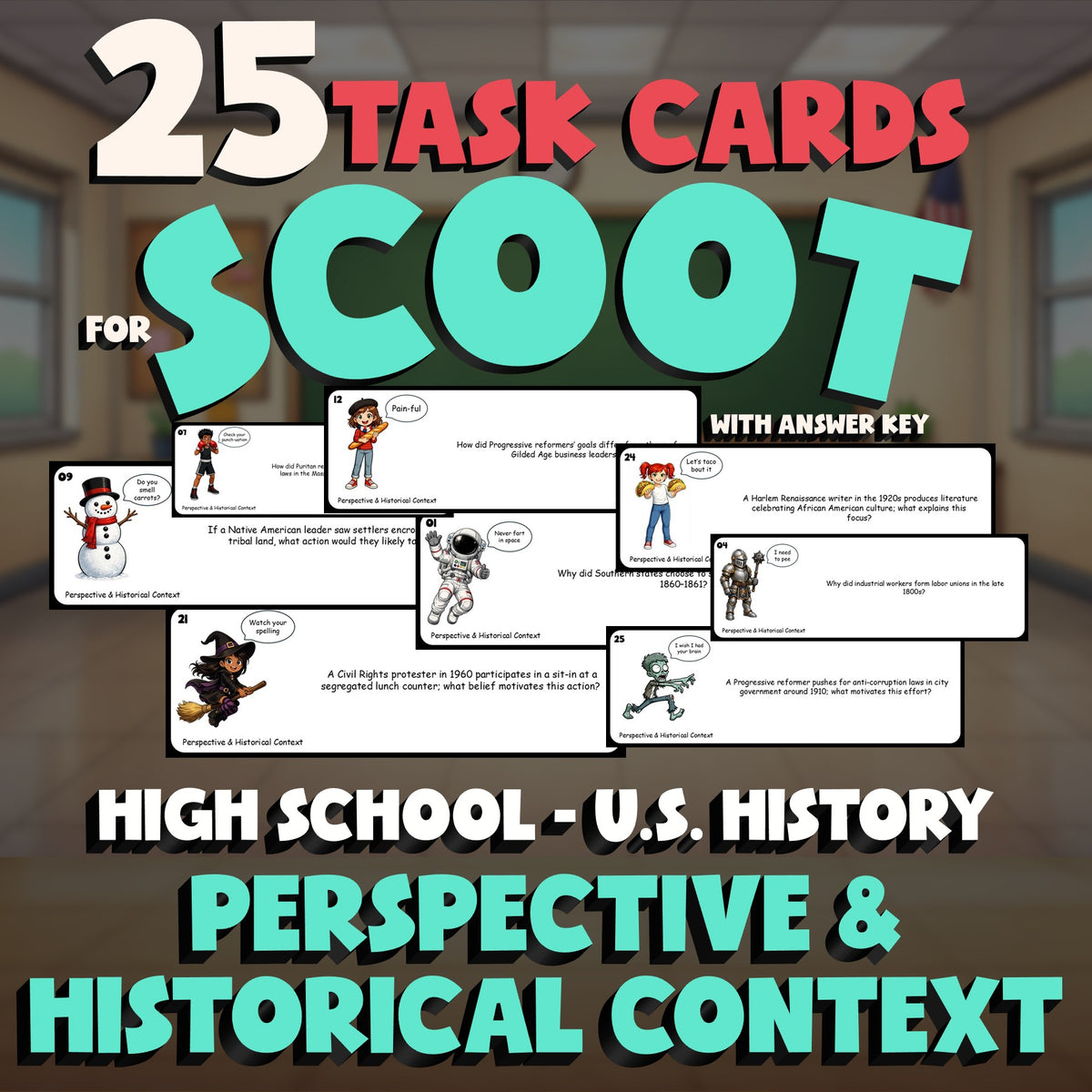 Perspective & Historical Context SCOOT TASK CARDS U.S. History Game - No Prep