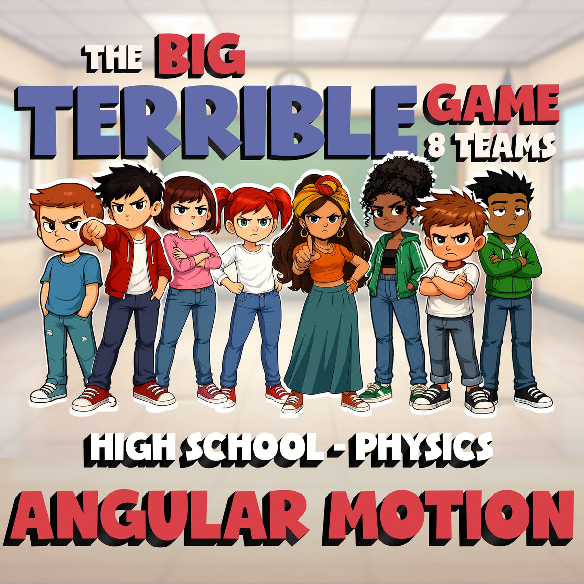 Angular Motion BIG TERRIBLE GAME - No Prep Physics Science Review Activity