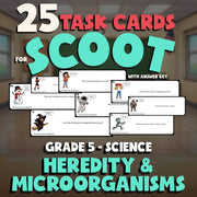 Heredity & Microorganisms SCOOT TASK CARDS Science Game - No Prep Grade 5 Review