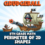 Perimeter of 2D Shapes GRUDGEBALL Math Game - No Prep Grade 8 Review Activity