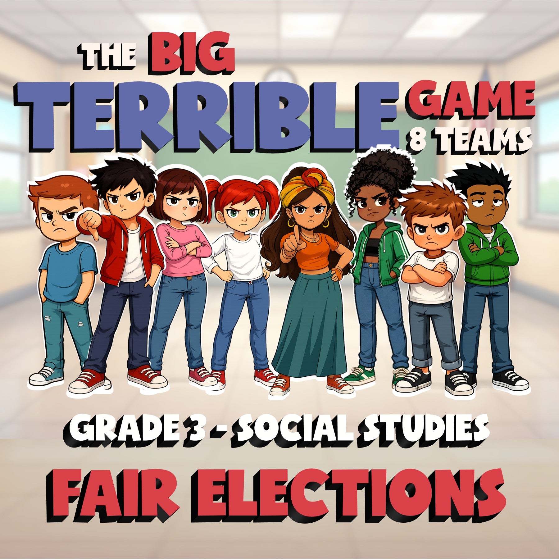 Fair Elections BIG TERRIBLE GAME - No Prep Grade 3 Socials Review Activity