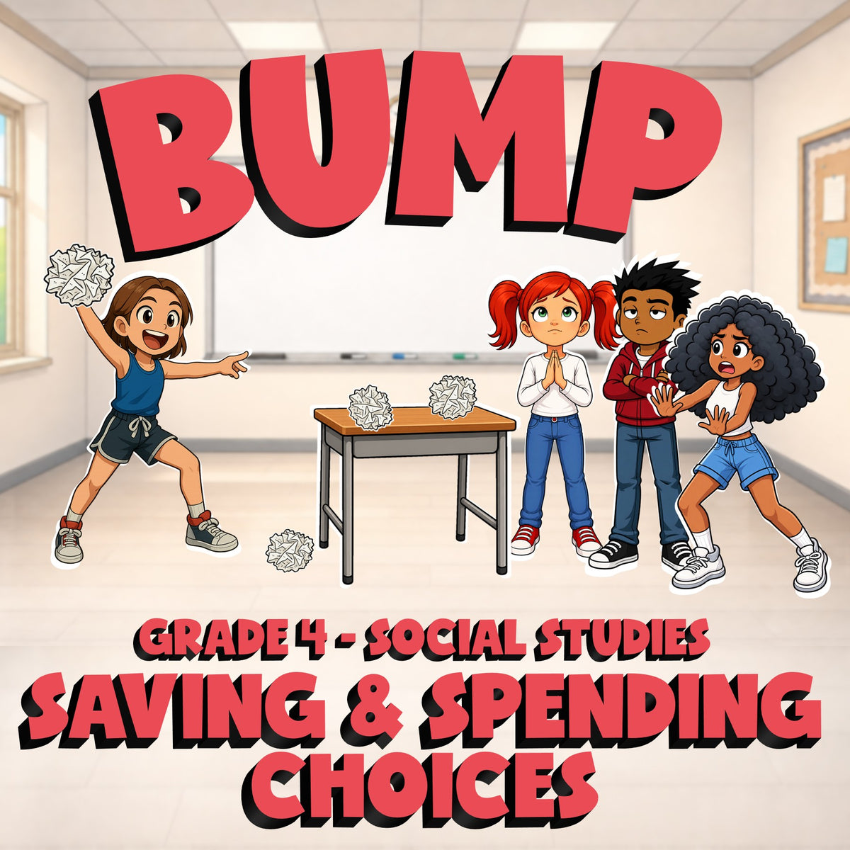 Saving & Spending Choices BUMP Socials Game - No Prep Grade 4 Review Activity