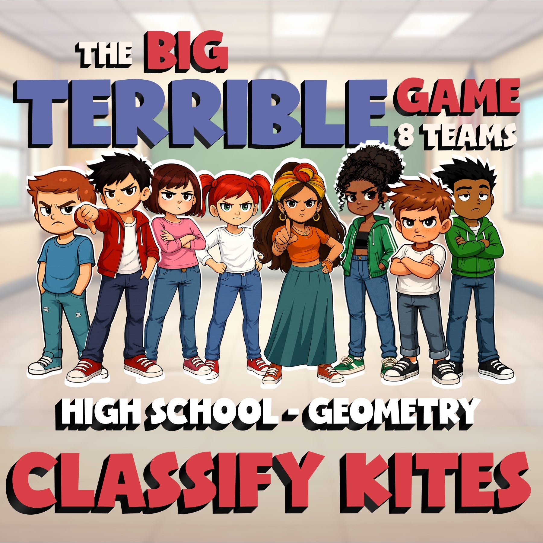 Classify Kites BIG TERRIBLE GAME - No Prep Geometry Math Review Activity