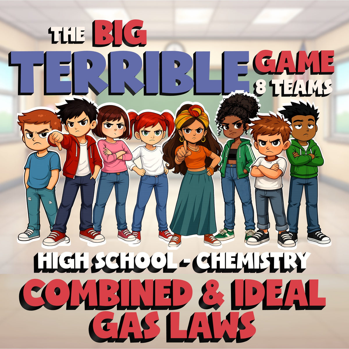 Combined & Ideal Gas Laws BIG TERRIBLE GAME - No Prep Chemistry Science Review
