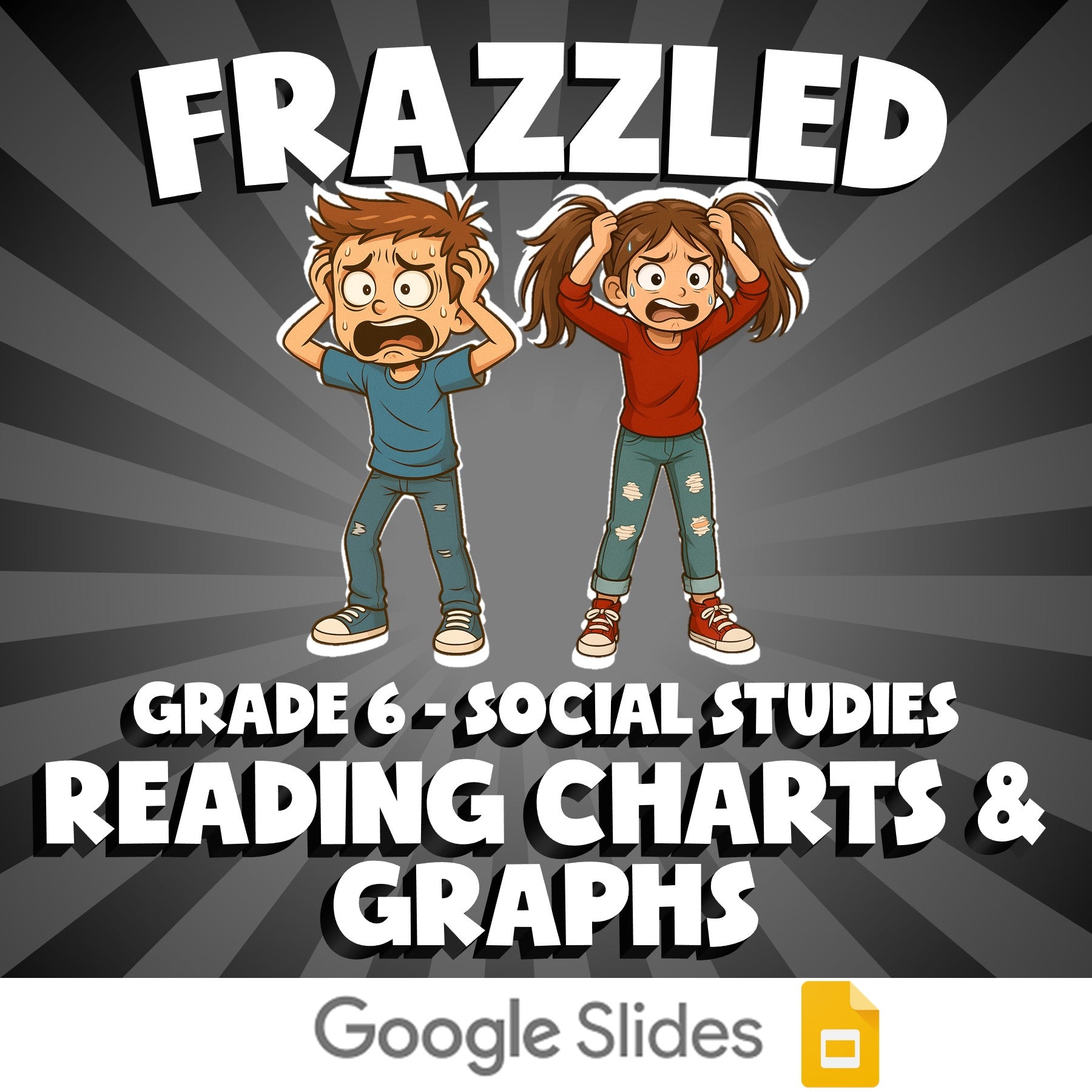 Reading Charts & Graphs FRAZZLED Socials Game - No Prep Grade 6 Review Activity