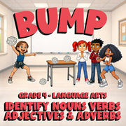 Identify Nouns Verbs Adjectives & Adverbs BUMP ELA Game - No Prep Grade 4 Review
