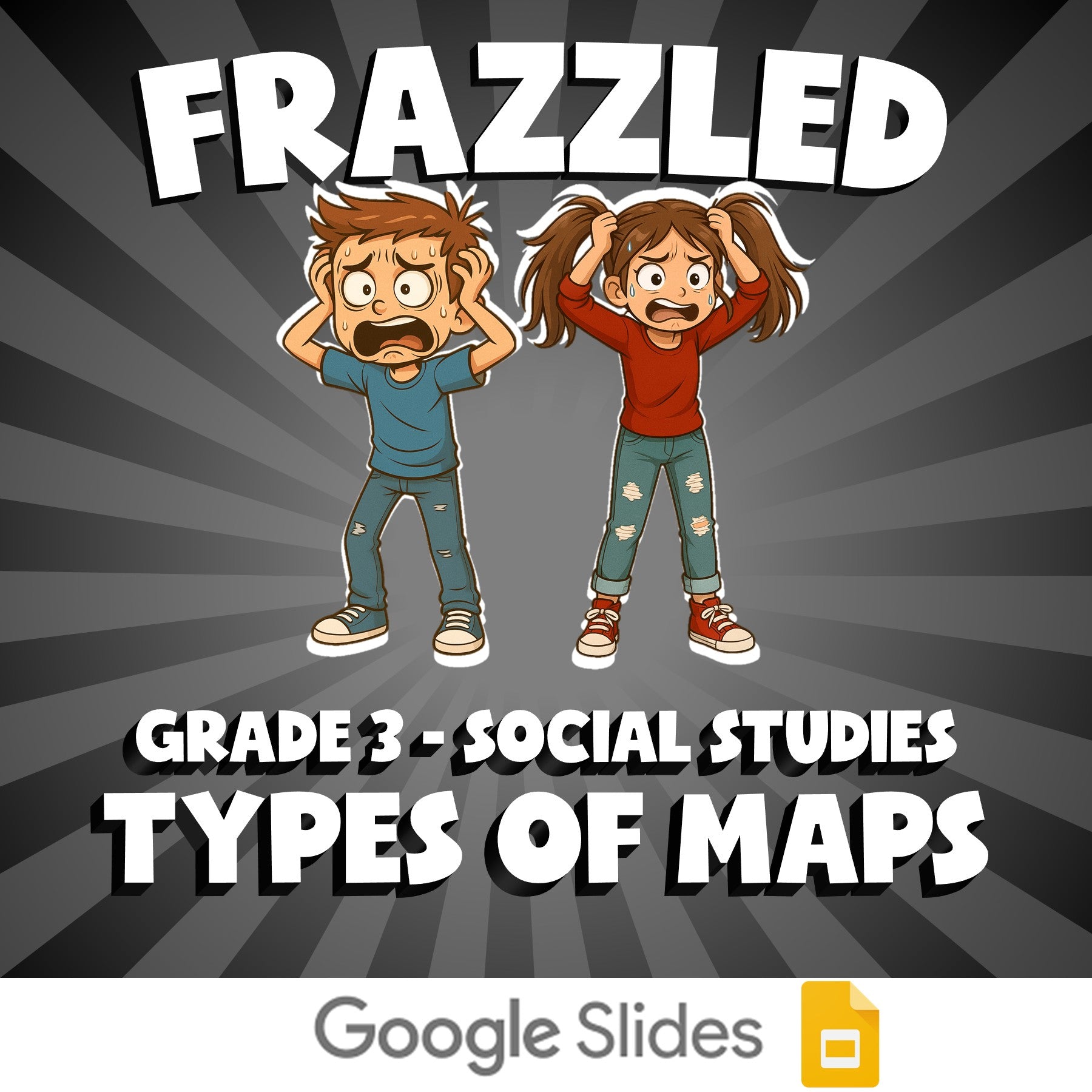 Types of Maps FRAZZLED Socials Game - No Prep Grade 3 Review Activity