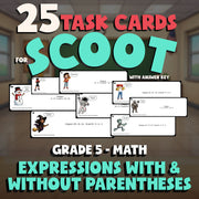 Expressions With & Without Parentheses SCOOT TASK CARDS Math Game - Grade 5