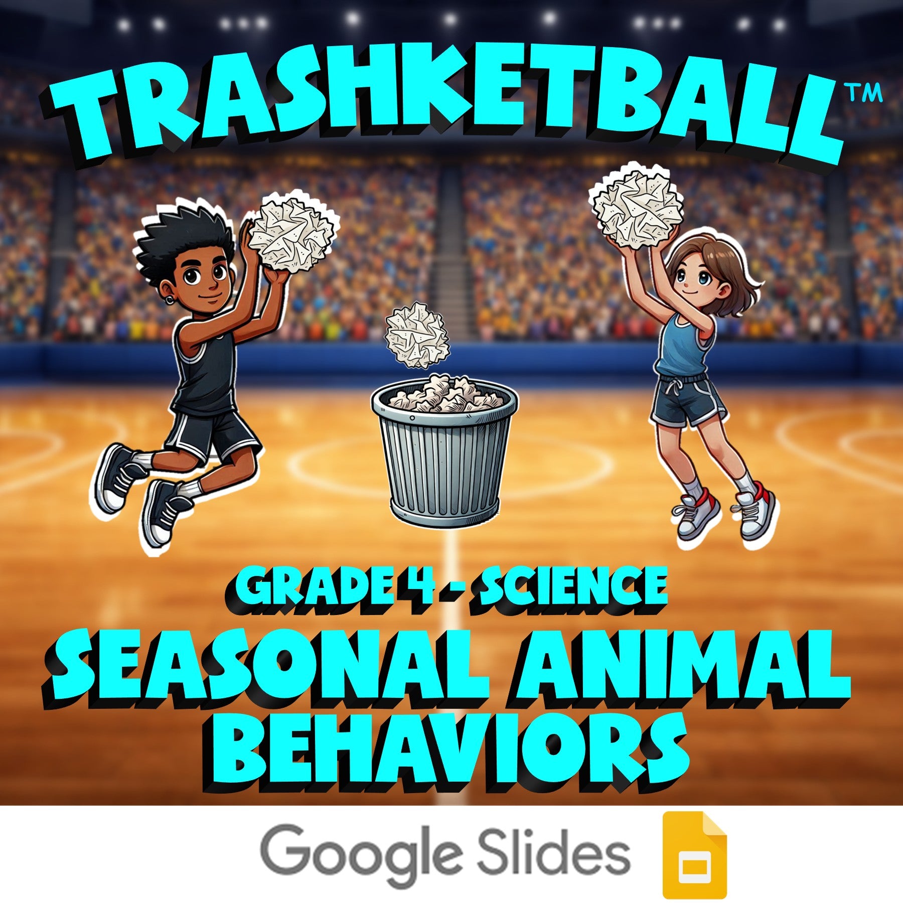 Seasonal Animal Behaviors TRASHKETBALL Science Game - No Prep Grade 4 Review