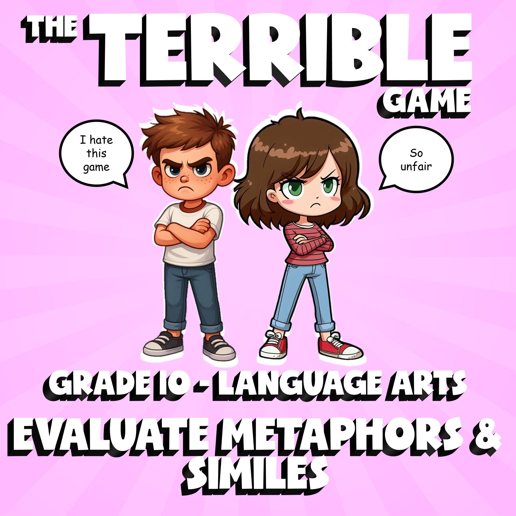 Evaluate Metaphors & Similes THE TERRIBLE GAME - No Prep Grade 10 ELA Review