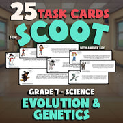 Evolution & Genetics SCOOT TASK CARDS Science Game - No Prep Grade 7 Review