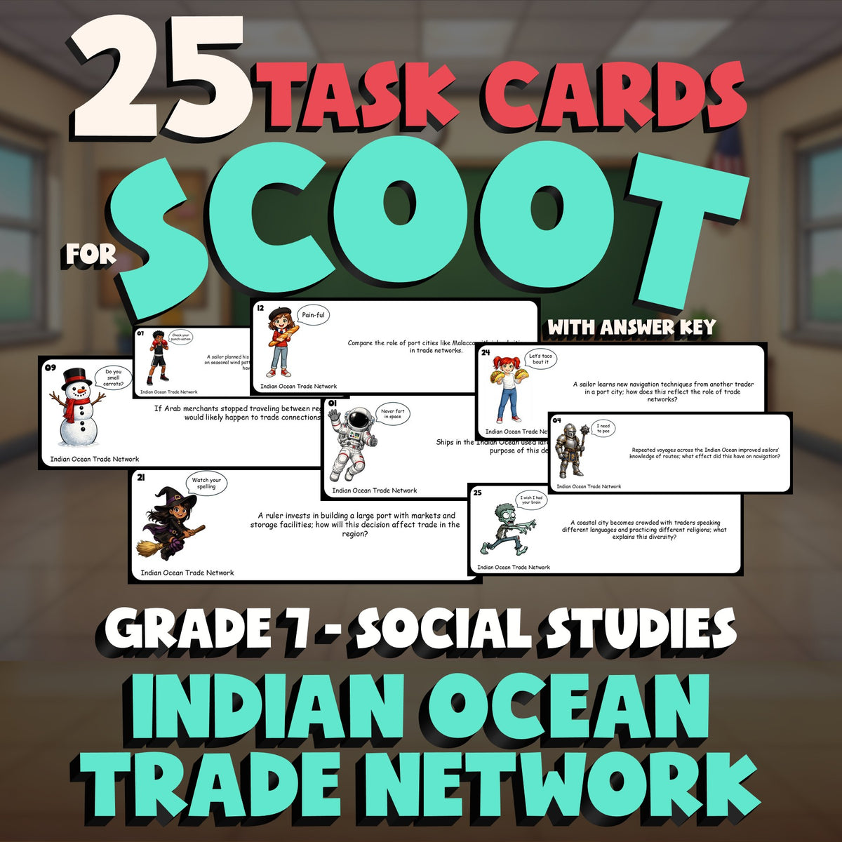 Indian Ocean Trade Network SCOOT TASK CARDS Socials Game - No Prep Grade 7