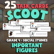 Important Figures SCOOT TASK CARDS Socials Game - No Prep Grade 4 Review