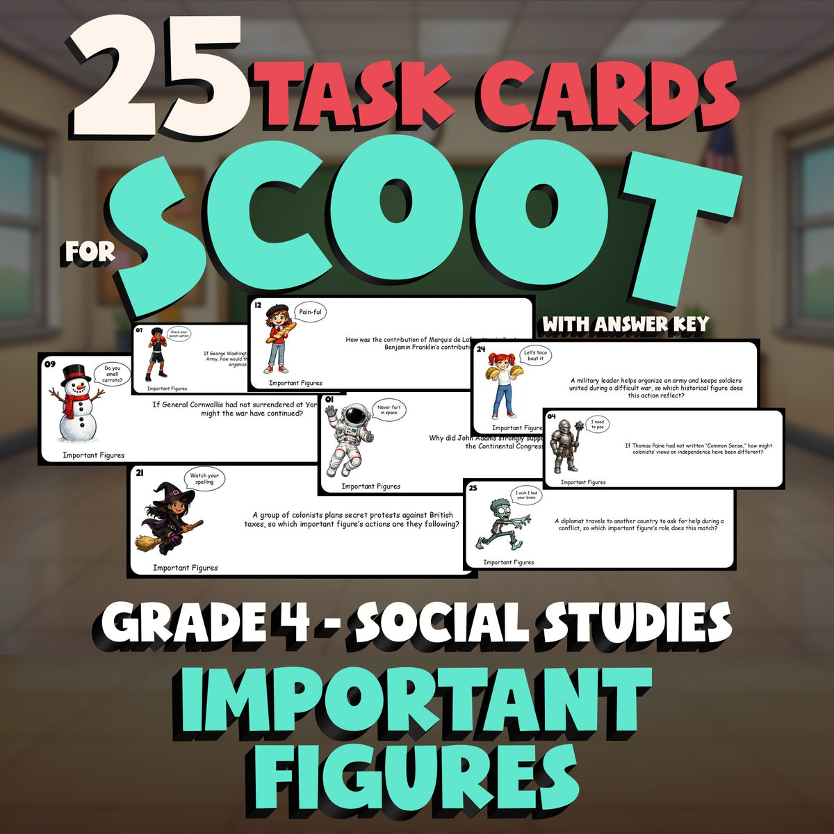 Important Figures SCOOT TASK CARDS Socials Game - No Prep Grade 4 Review