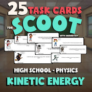 Kinetic Energy SCOOT TASK CARDS Science Game - No Prep Physics Review Activity