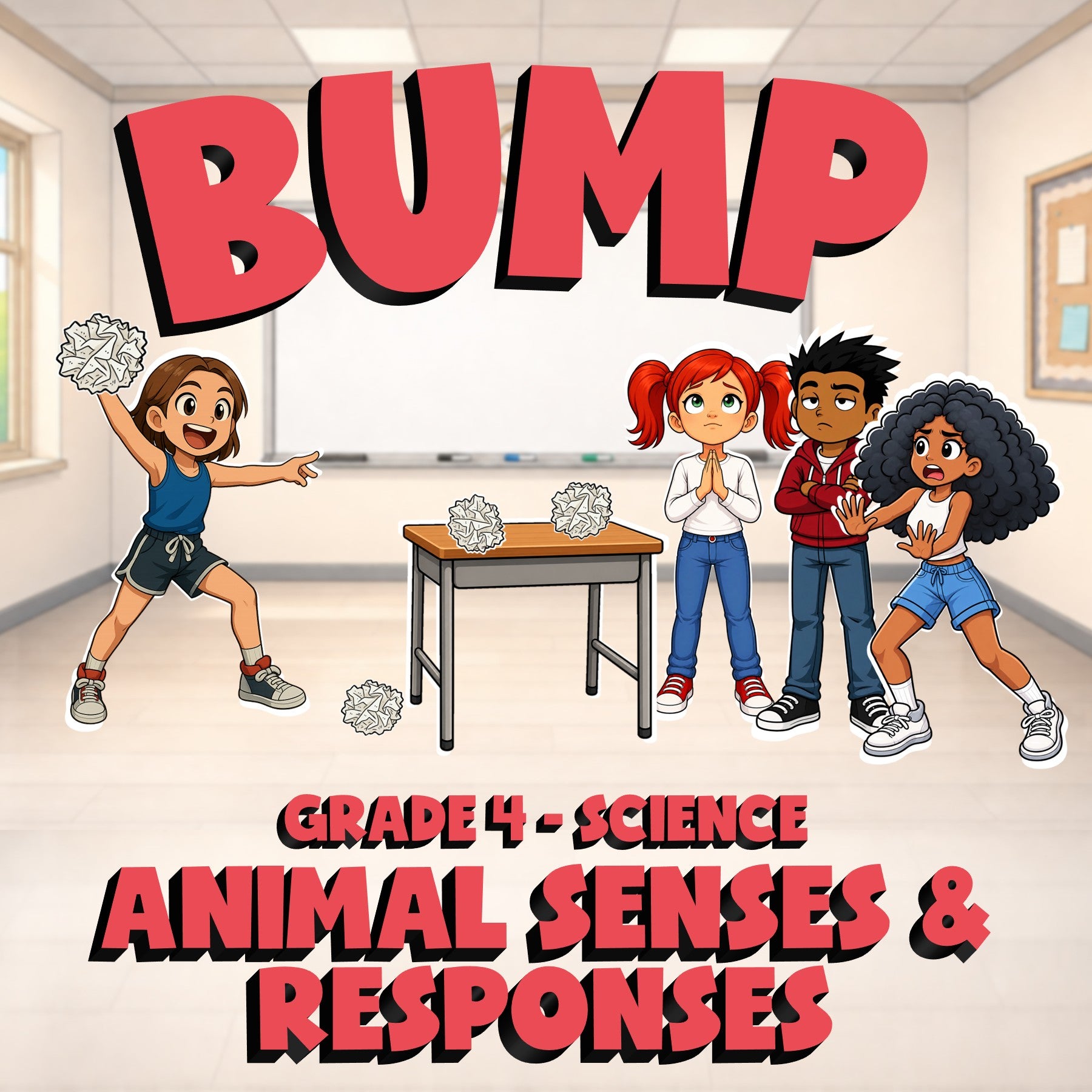 Animal Senses & Responses BUMP Science Game - No Prep Grade 4 Review Activity