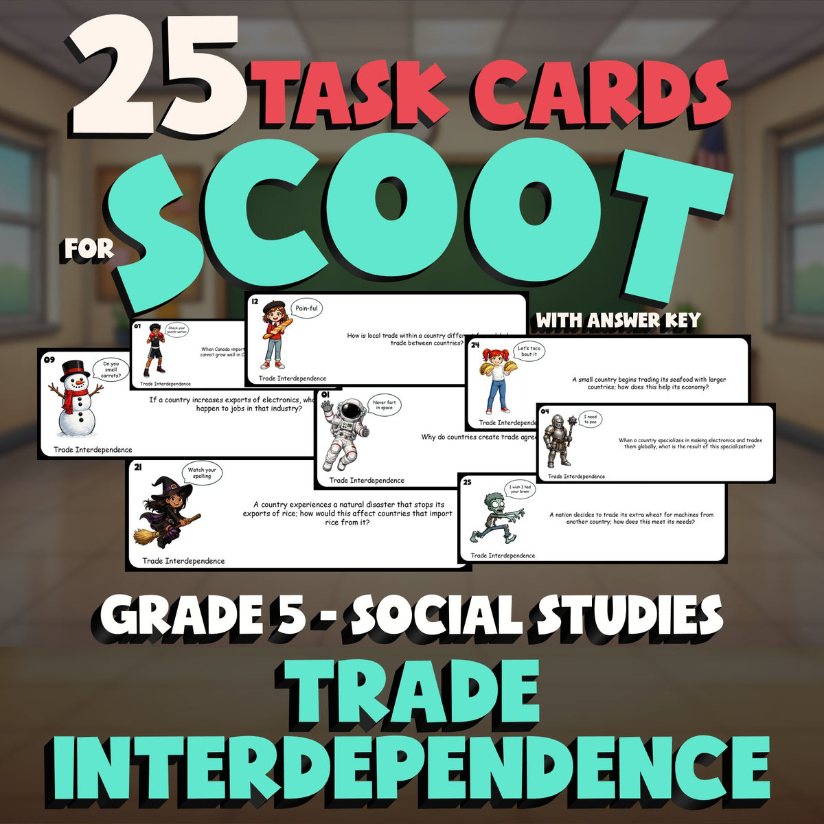 Trade Interdependence SCOOT TASK CARDS Socials Game - No Prep Grade 5 Review