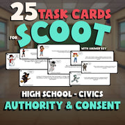 Authority & Consent SCOOT TASK CARDS Civics Game - No Prep Review Activity