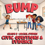 Civic Questions & Evidence BUMP Socials Game - No Prep Grade 8 Review Activity