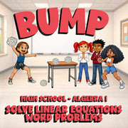 Solve Linear Equations Word Problems BUMP Math Game - No Prep Algebra 1 Review