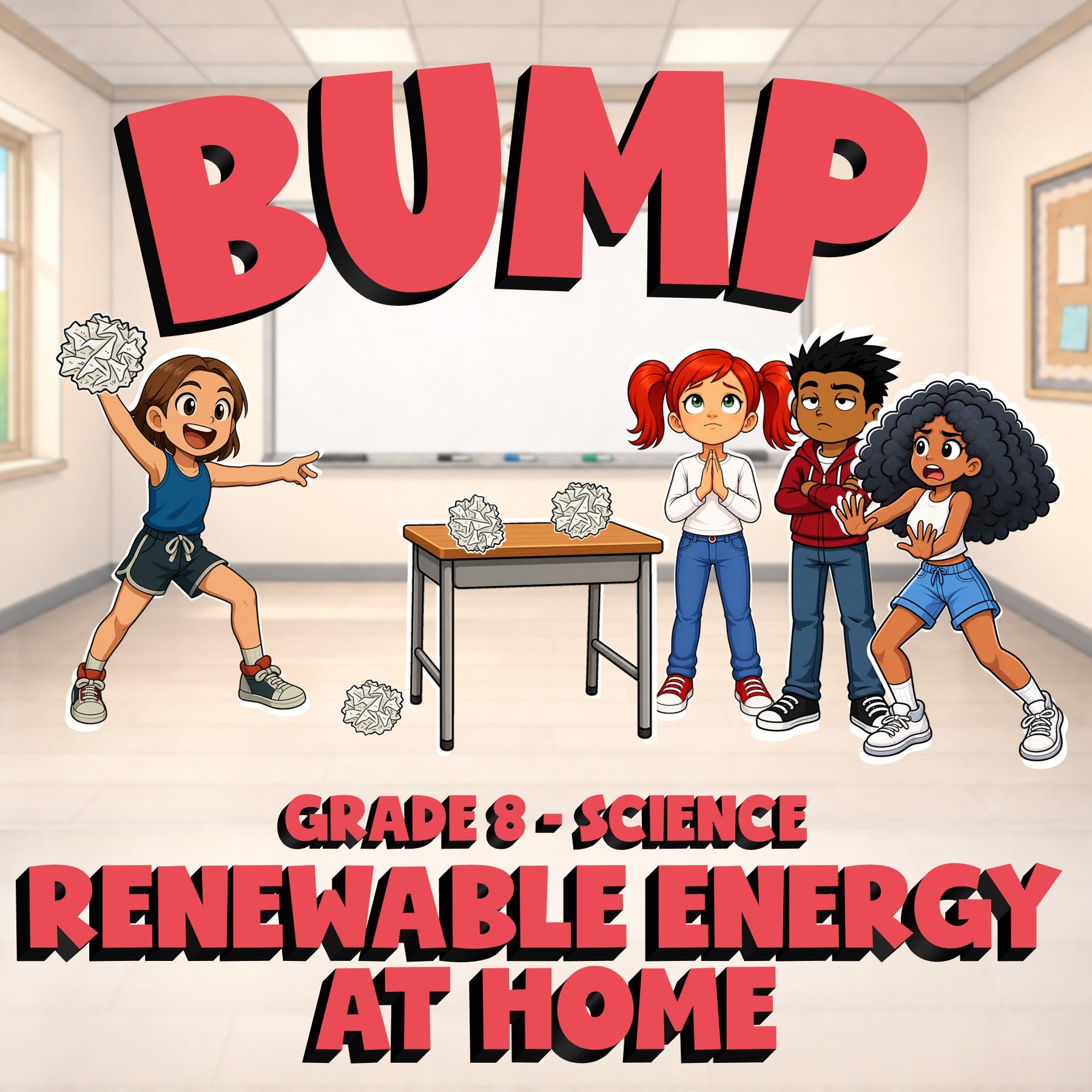 Renewable Energy at Home BUMP Science Game - No Prep Grade 8 Review Activity