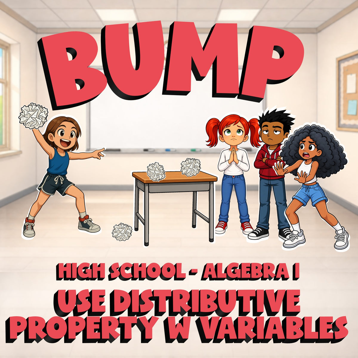 Use Distributive Property w Variables BUMP Math Game - No Prep Algebra 1 Review
