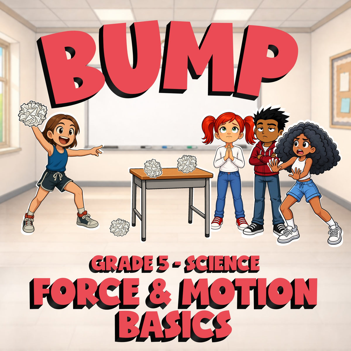 Force & Motion Basics BUMP Science Game - No Prep Grade 5 Review Activity