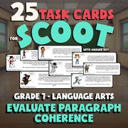 Evaluate Paragraph Coherence SCOOT TASK CARDS ELA Game - No Prep Grade 7 Review