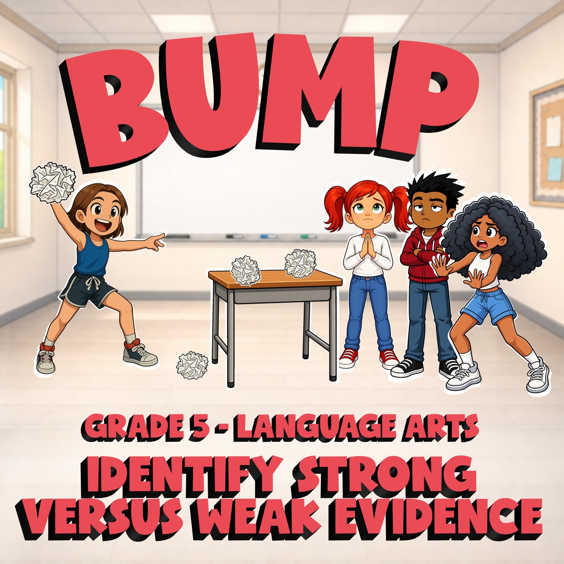 Identify Strong Versus Weak Evidence BUMP ELA Game - No Prep Grade 5 Review