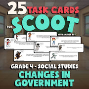Changes in Government SCOOT TASK CARDS Socials Game - No Prep Grade 4 Review