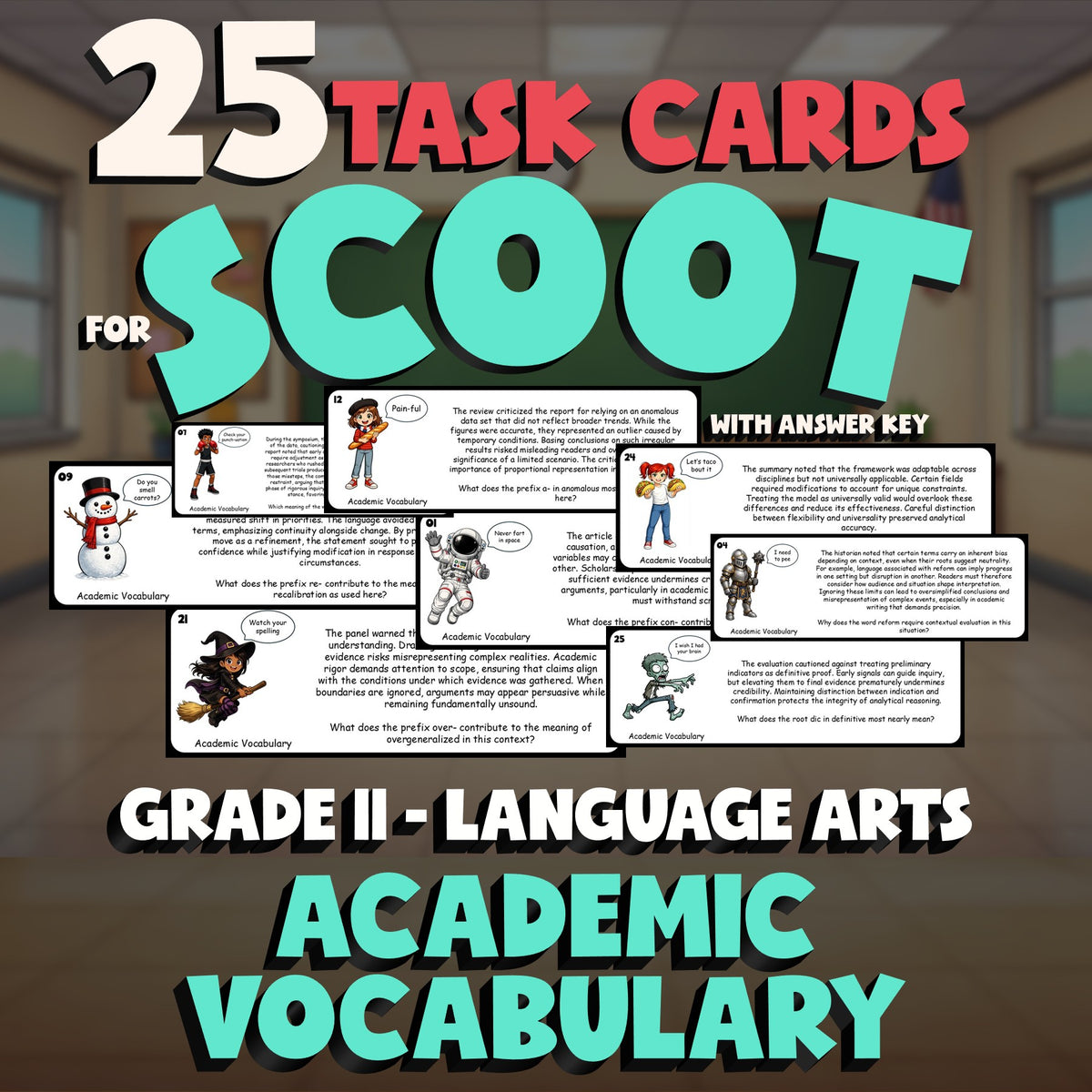 Academic Vocabulary SCOOT TASK CARDS ELA Game - No Prep Grade 11 Review Activity