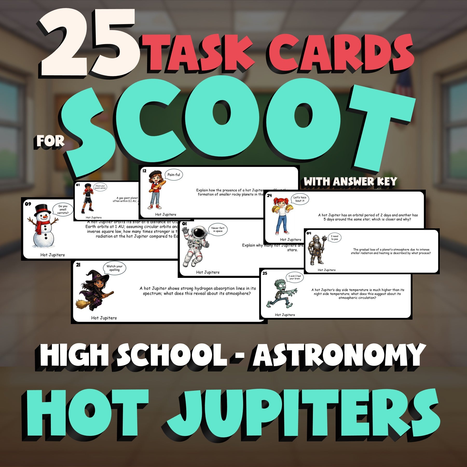 Hot Jupiters SCOOT TASK CARDS Science Game - No Prep Astronomy Review Activity