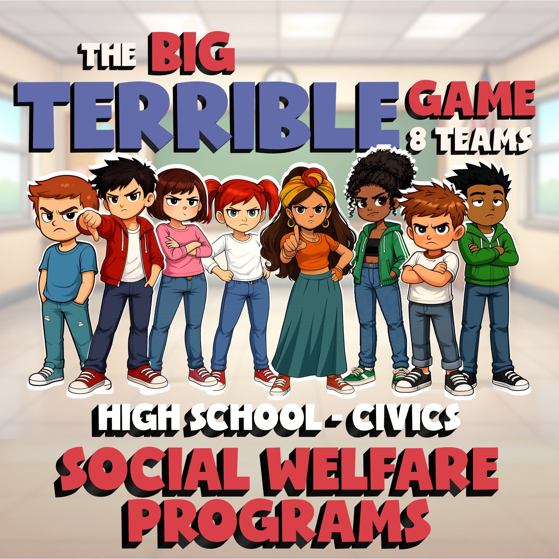 Social Welfare Programs BIG TERRIBLE GAME - No Prep Civics Review Activity