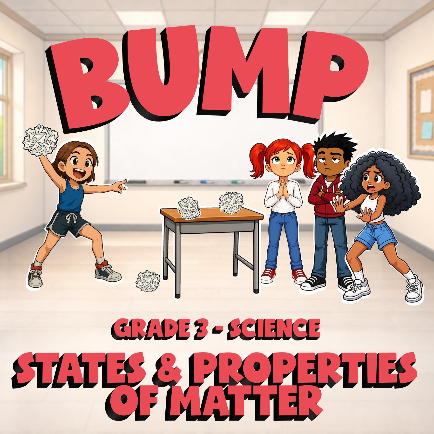 States & Properties of Matter BUMP Science Game - No Prep Grade 3 Review