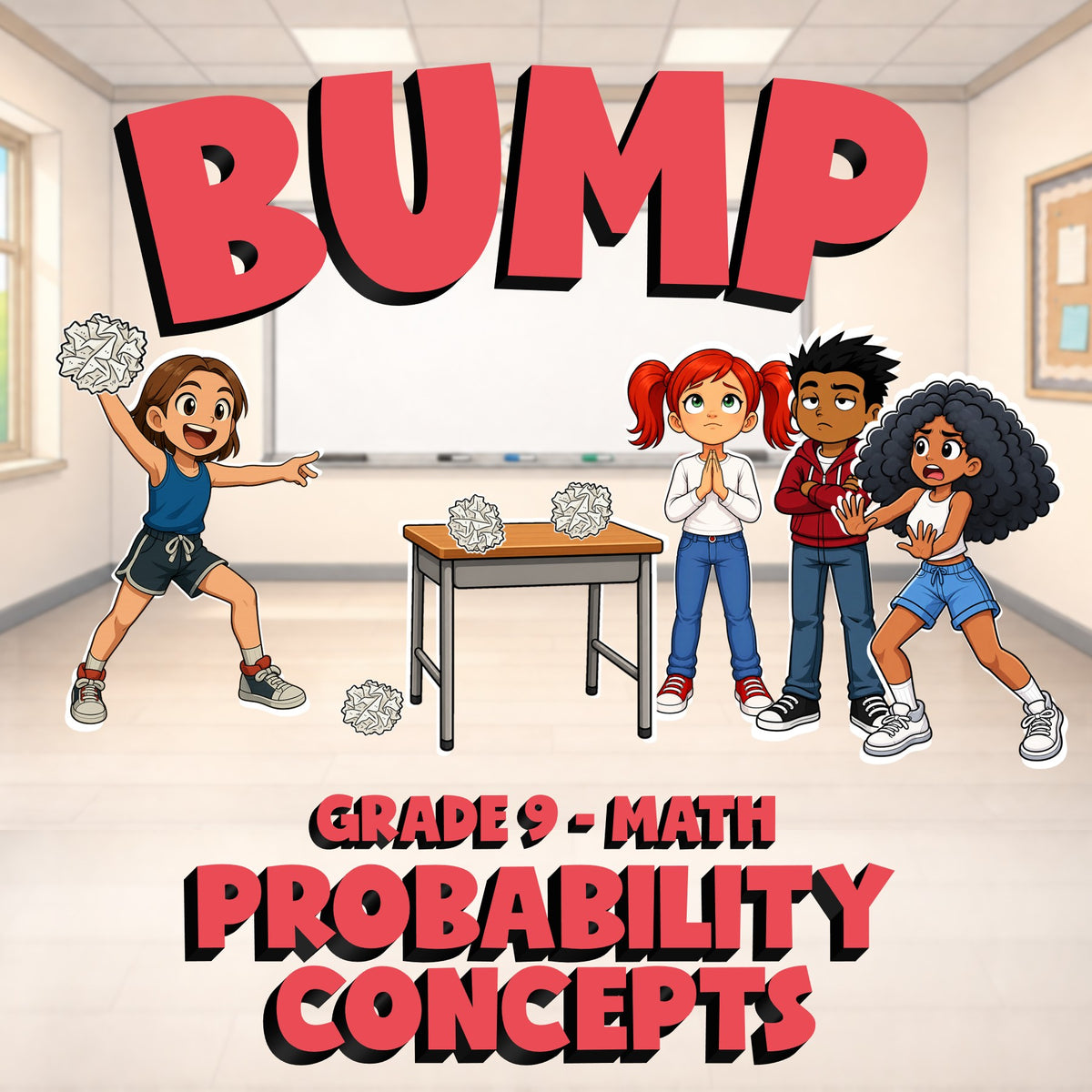 Probability Concepts BUMP Math Game - No Prep Grade 9 Review Activity