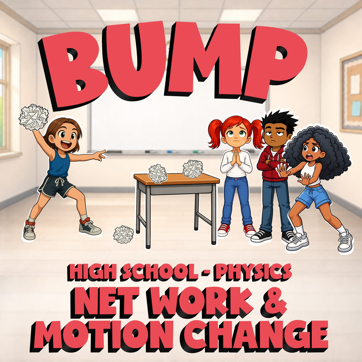 Net Work & Motion Change BUMP Science Game - No Prep Physics Review Activity